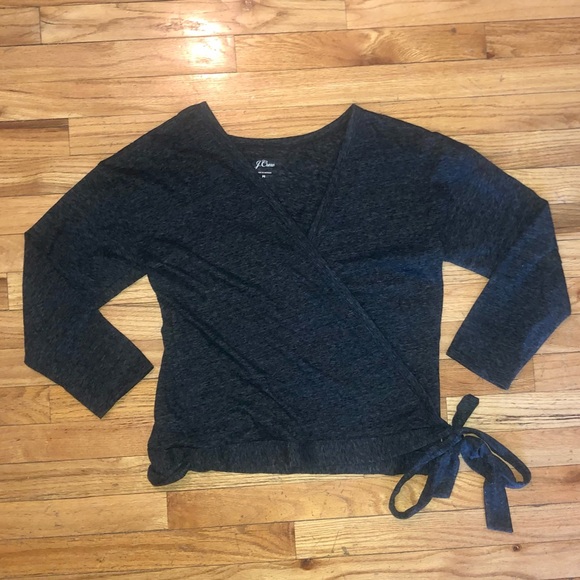 J. Crew dark gray wrap around top, Medium - Picture 2 of 7